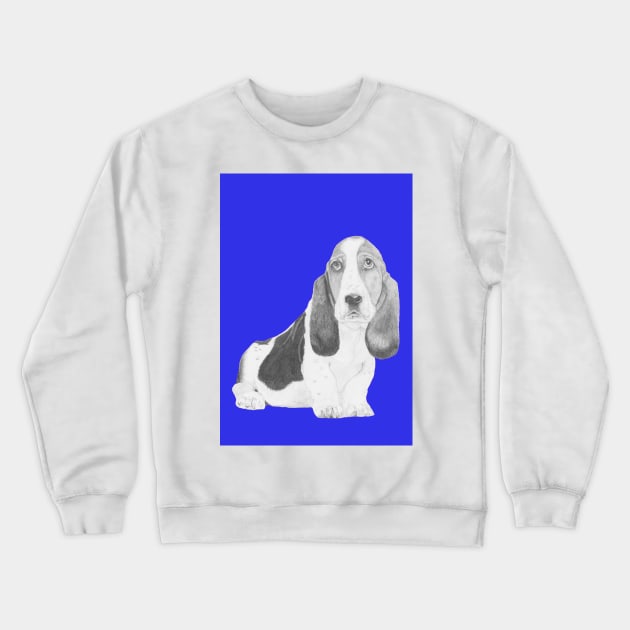 Basset Hound Puppy in Blue Crewneck Sweatshirt by DavidASmith